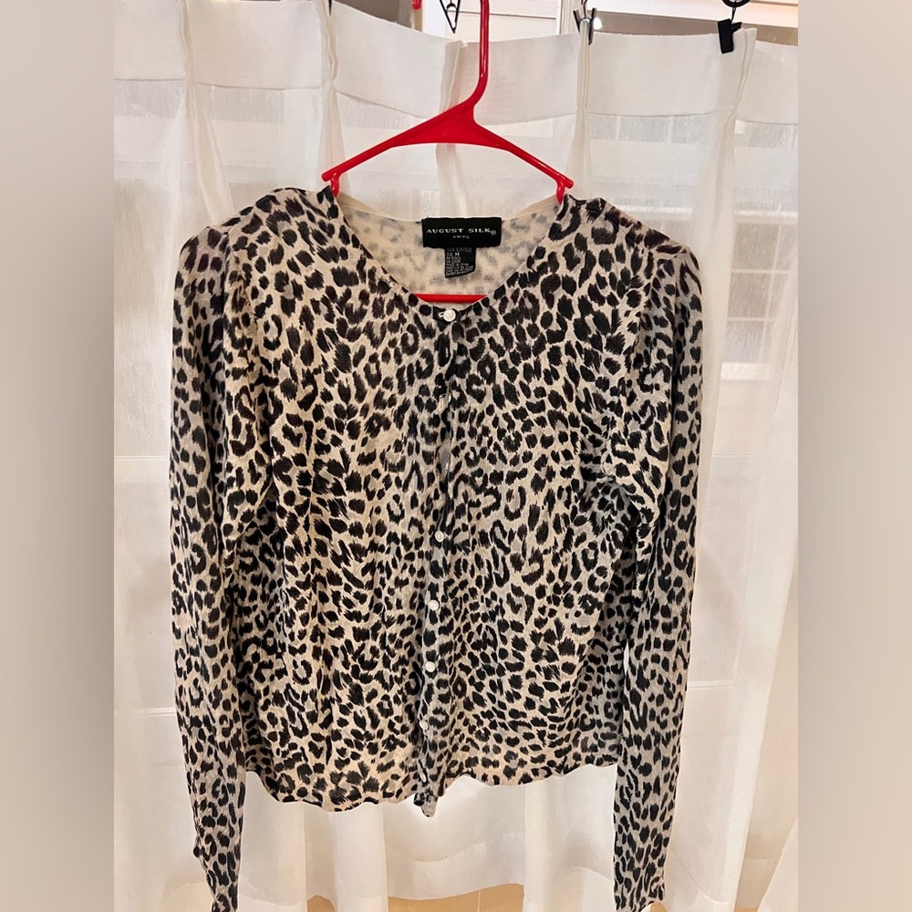 August Silk Knits Cheetah Print Cardigan